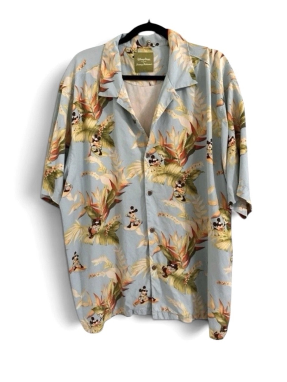 Tommy Bahama Disney Parks Mickey Mouse Tropical Floral 100% Silk Aloha Shirt XXL